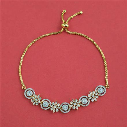 American Diamond Adjustable Bracelet with Rhodium Plating 2 Tone Plating Mehndi Plating
