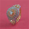 American Diamond Adjustable Ring with Rhodium Plating 2 Tone Plating Mehndi Plating