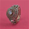 American Diamond Adjustable Ring with Rhodium Plating 2 Tone Plating Mehndi Plating