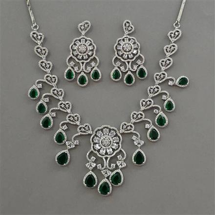 American Diamond Classic Necklace with Rhodium Plating