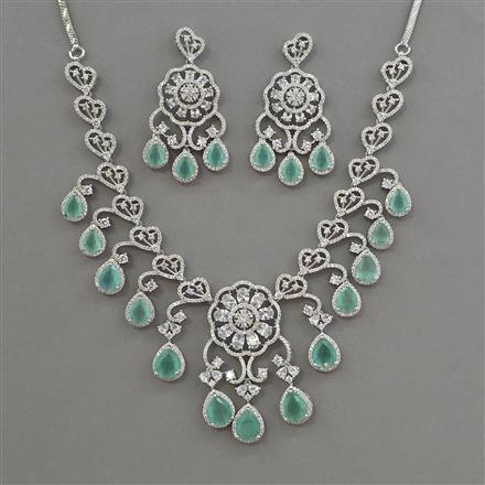 American Diamond Classic Necklace with Rhodium Plating