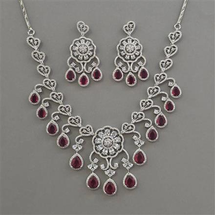 American Diamond Classic Necklace with Rhodium Plating