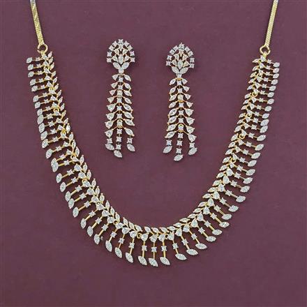 American Diamond Classic Necklace with Rhodium Plating 2 Tone Plating