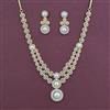 American Diamond Pearl Necklace with Rhodium Plating 2 Tone Plating