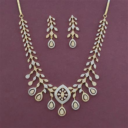 American Diamond Classic Necklace with Rhodium Plating 2 Tone Plating