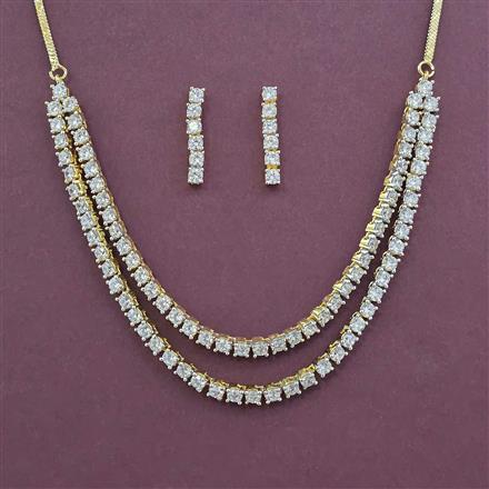 American Diamond Classic Necklace with Rhodium Plating 2 Tone Plating