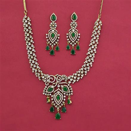 American Diamond Classic Necklace with Mehndi Plating