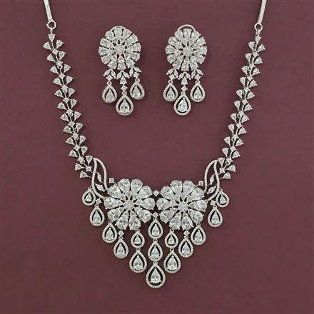 American Diamond Classic Necklace with 2 Tone Plating