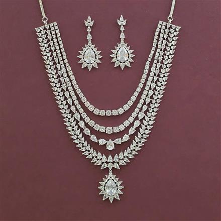 American Diamond Classic Necklace with Rhodium Plating