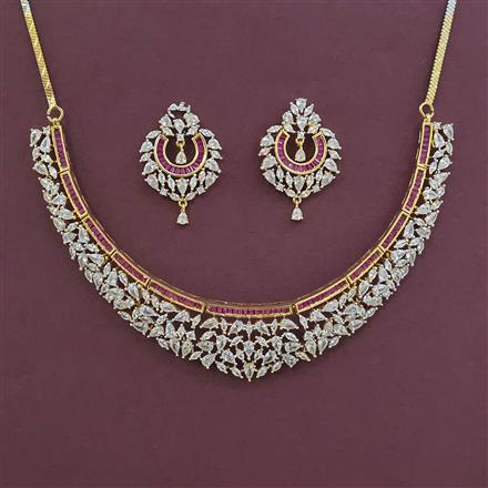 American Diamond Classic Necklace with 2 Tone Plating