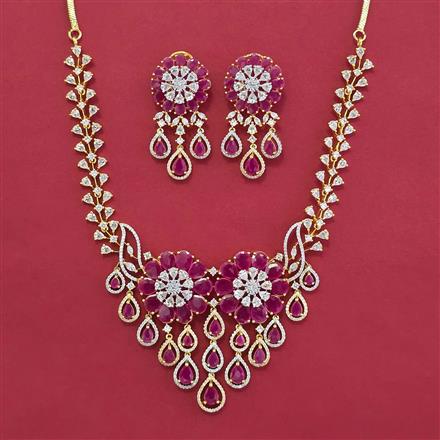 American Diamond Classic Necklace with 2 Tone Plating