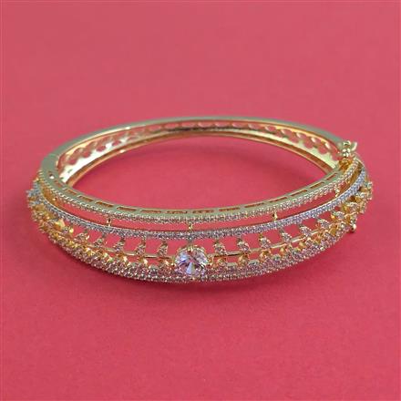 American Diamond Openable kada with Rhodium Plating 2 Tone Plating Mehndi Plating