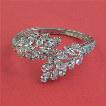 American Diamond Openable kada with Rhodium Plating