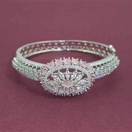 American Diamond Openable kada with Rhodium Plating