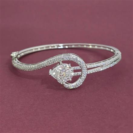 American Diamond Openable kada with Rhodium Plating