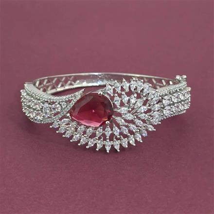 American Diamond Openable kada with Rhodium Plating