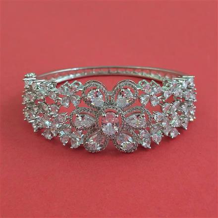 American Diamond Openable kada with Rhodium Plating