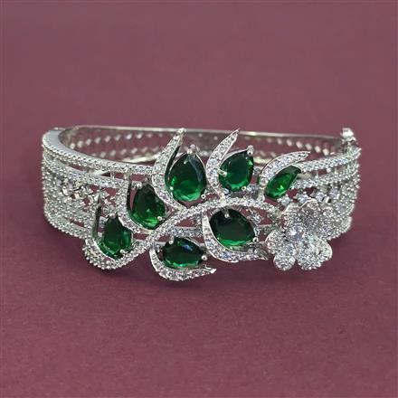 American Diamond Openable kada with Rhodium Plating