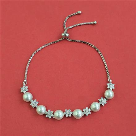 American Diamond Adjustable Bracelet with Rhodium Plating