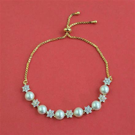 American Diamond Adjustable Bracelet with 2 Tone Plating