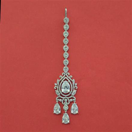 American Diamond Classic Tikka with Rhodium Plating