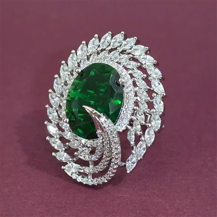 American Diamond Adjustable Ring with Rhodium Plating