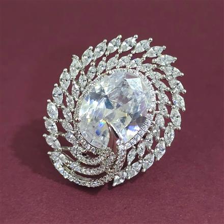 American Diamond Adjustable Ring with Rhodium Plating