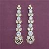 American Diamond Long Earring with Rhodium Plating 2 Tone Plating