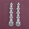 American Diamond Long Earring with Rhodium Plating 2 Tone Plating