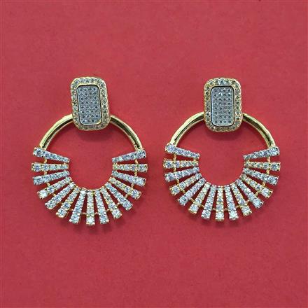 American Diamond Classic Earring with Rhodium Plating 2 Tone Plating