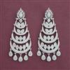 American Diamond Long Earring with Rhodium Plating 2 Tone Plating