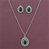 American Diamond Classic Pendant Set with Rhodium Plating