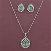 American Diamond Classic Pendant Set with Rhodium Plating