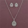 American Diamond Classic Pendant Set with Rhodium Plating