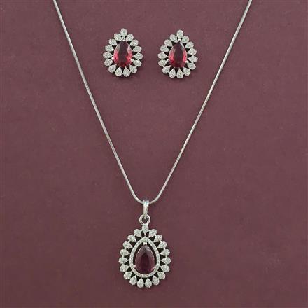 American Diamond Classic Pendant Set with Rhodium Plating