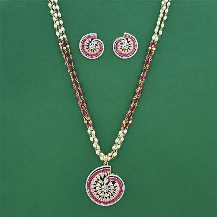 American Diamond Classic Pendant Set with 2 Tone Plating