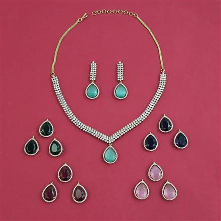 American Diamond Changeable Necklace with Mehndi Plating