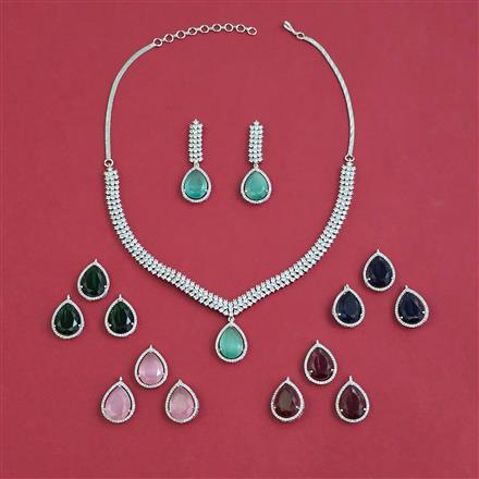 American Diamond Changeable Necklace with Rhodium Plating