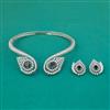 American Diamond Hasli Necklace with Rhodium Plating