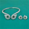 American Diamond Hasli Necklace with Rhodium Plating
