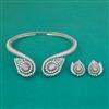 American Diamond Hasli Necklace with Rhodium Plating