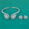 American Diamond Hasli Necklace with Rhodium Plating