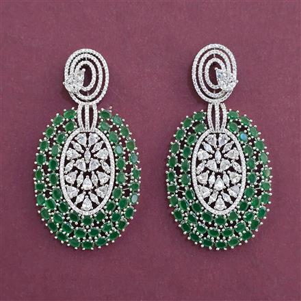 American Diamond Classic Earring with Rhodium Plating