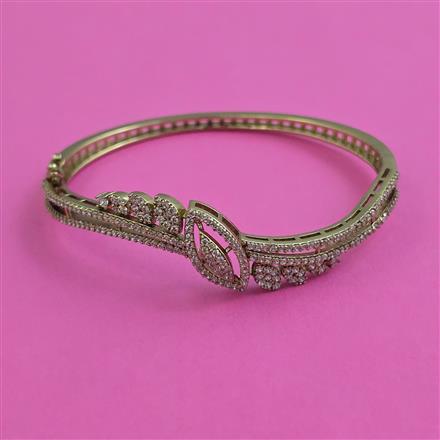 American Diamond Openable kada with Rhodium Plating 2 Tone Plating Mehndi Plating