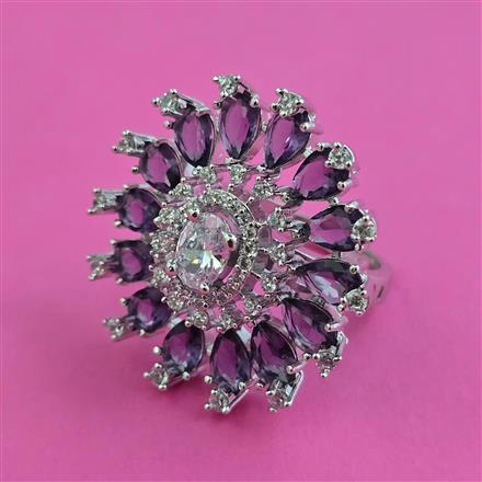 American Diamond Adjustable Ring with Rhodium Plating