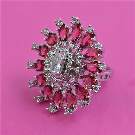 American Diamond Adjustable Ring with Rhodium Plating