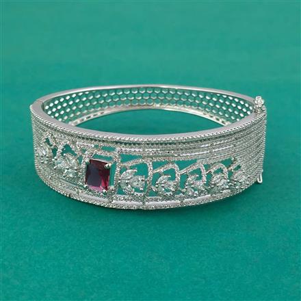 American Diamond Openable kada with Rhodium Plating