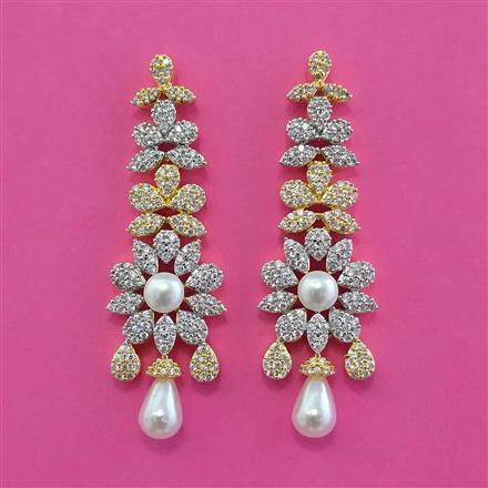American Diamond Classic Earring with Rhodium Plating 2 Tone Plating Mehndi Plating
