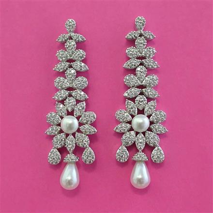 American Diamond Classic Earring with Rhodium Plating 2 Tone Plating Mehndi Plating
