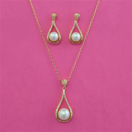 American Diamond Classic Pendant Set with Rhodium Plating 2 Tone Plating